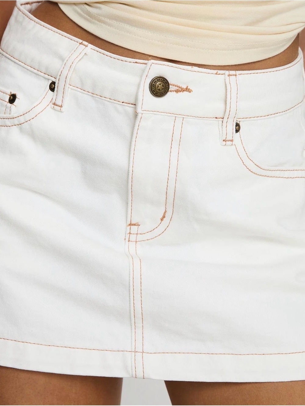Women’s Denim Mini Skirt with Contrast Topstitching